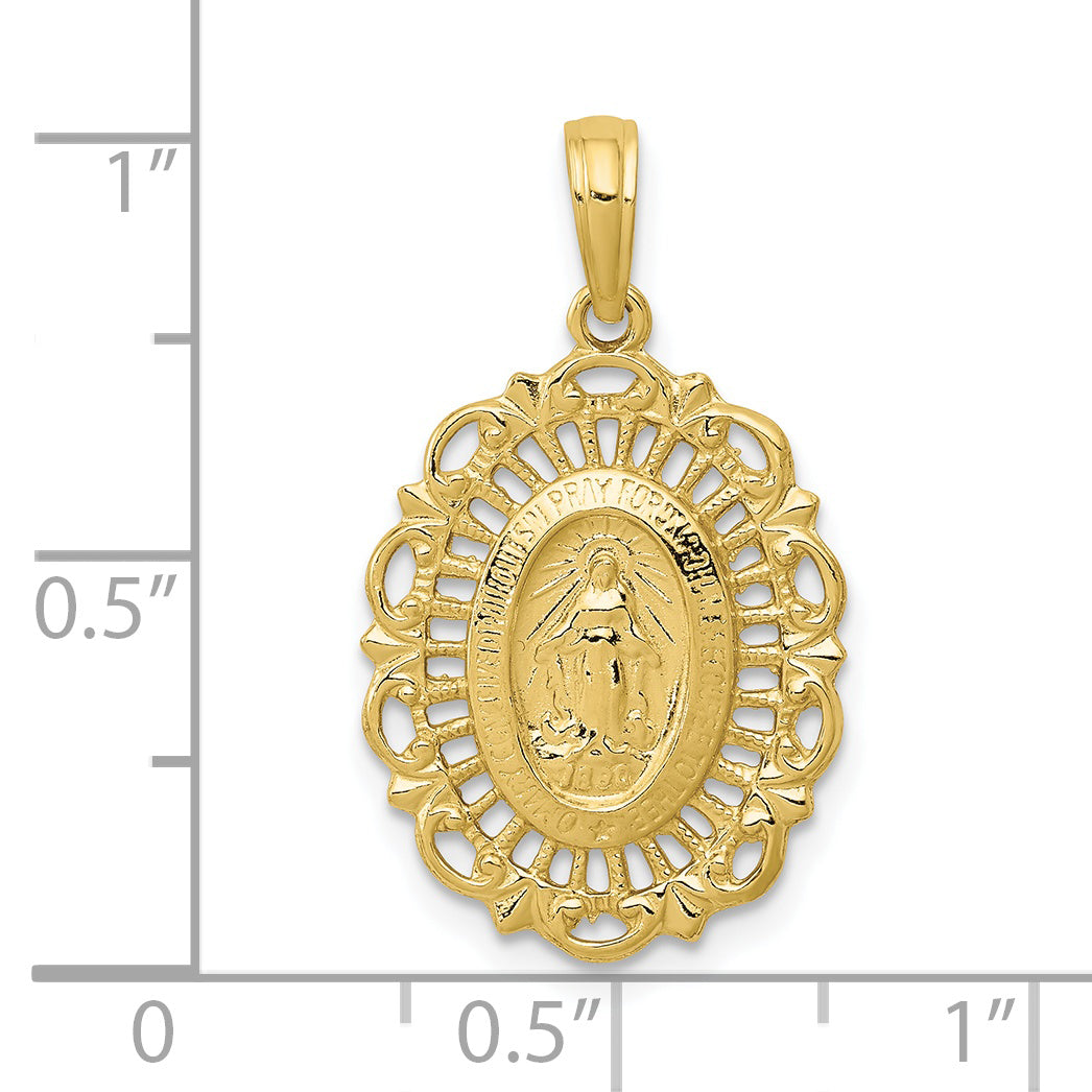 10K Yellow Gold Oval Miraculous Medal Pendant