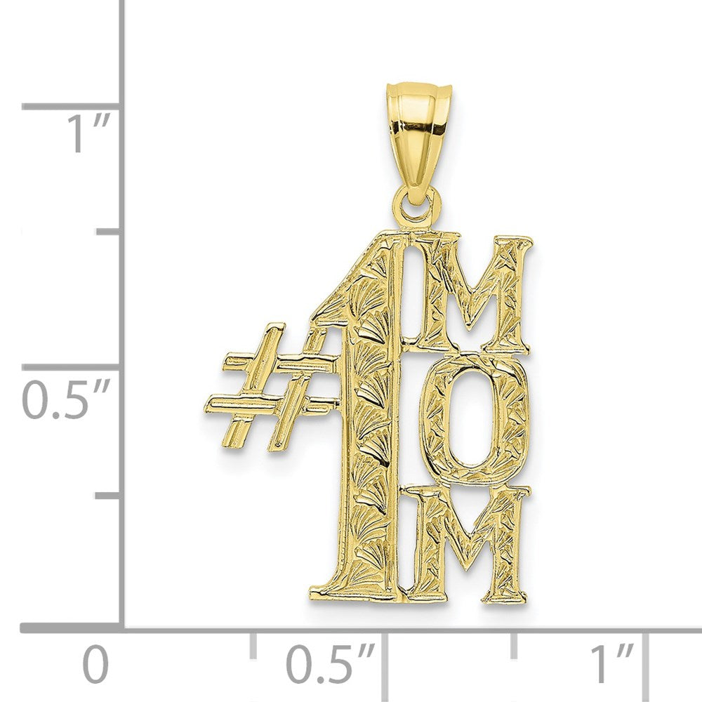 10K Yellow Gold 10K #1 Mom Vertical Pendant