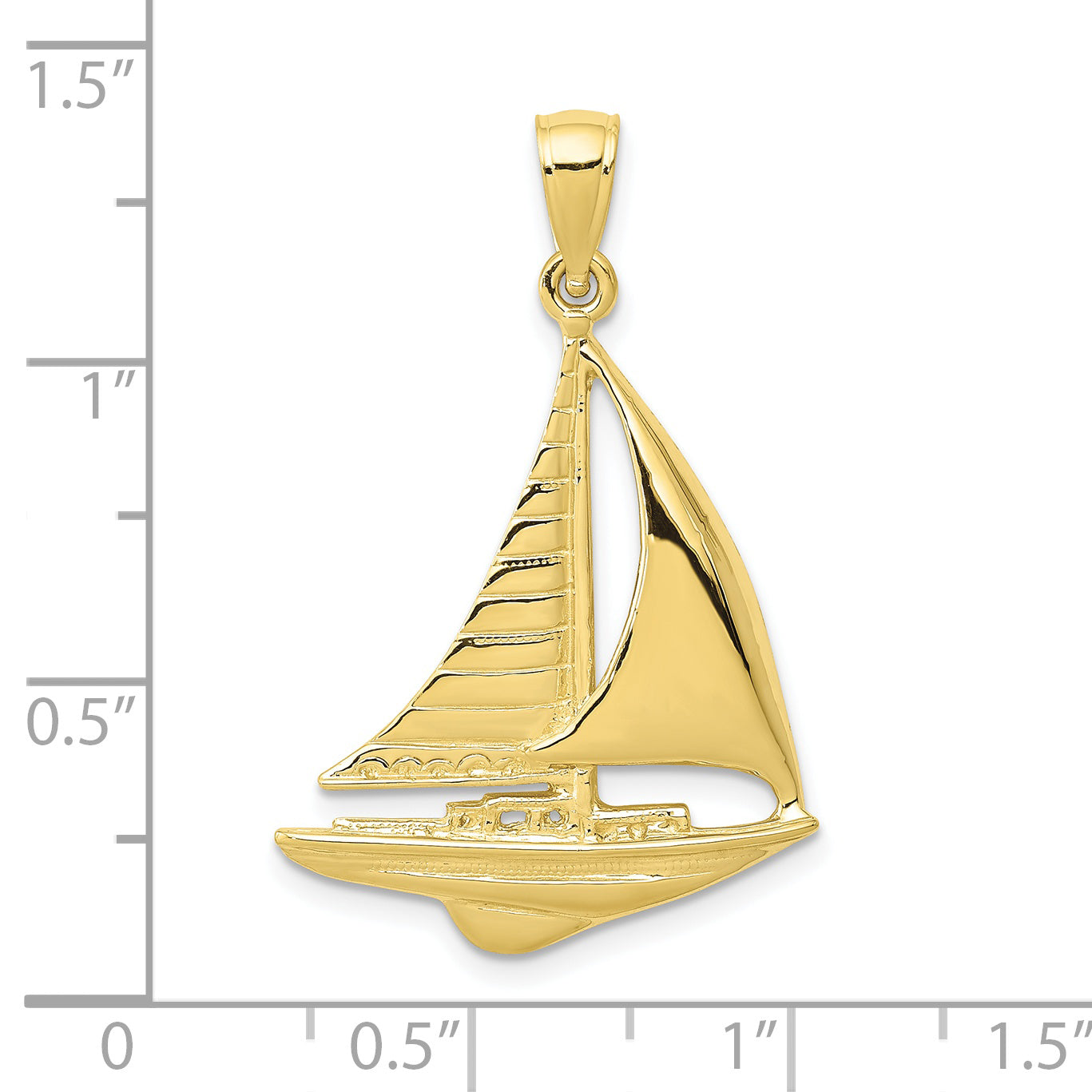 10K Yellow Gold 10K 2-D Sailboat Pendant