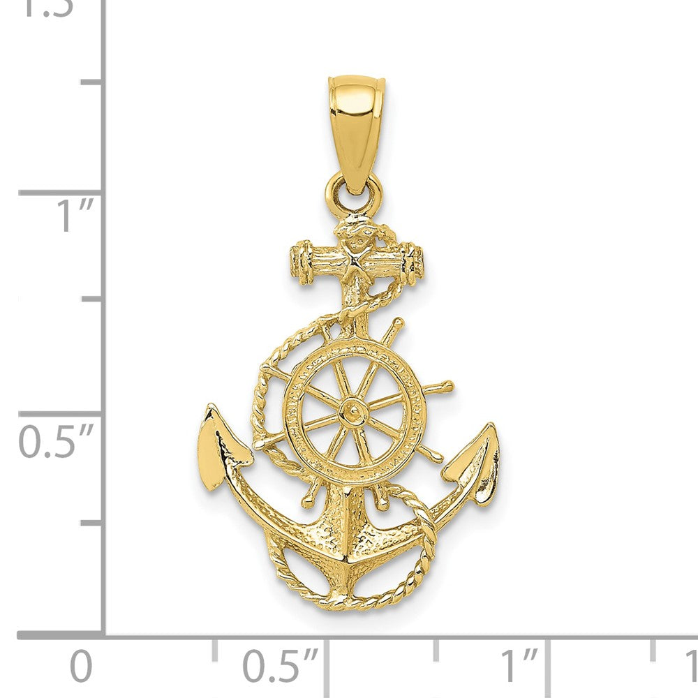 10K Yellow Gold 10K Anchor And Wheel Pendant
