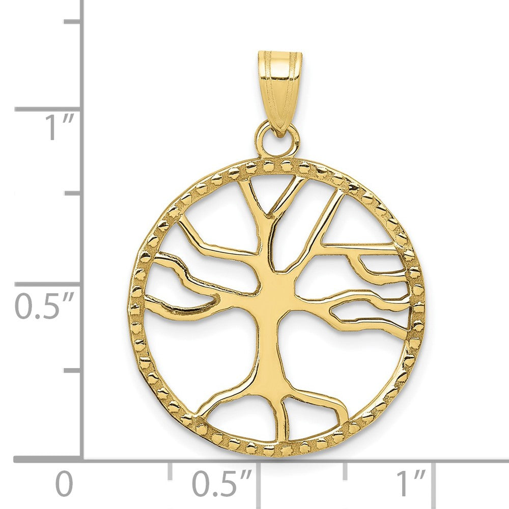 10K Yellow Gold 10K Tree Of Life In Round Frame Pendant