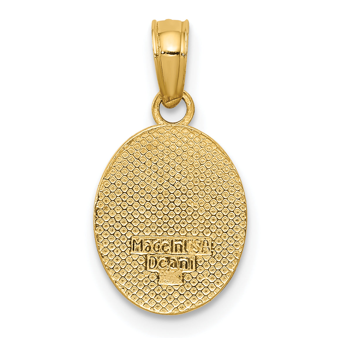 10K Yellow Gold Polished Small Fleur De Lis In Oval Pendant