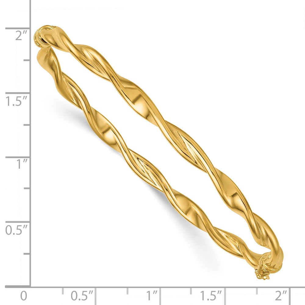 10K Yellow Gold 10K Polished And Twisted 4.00mm Hinged Bangle