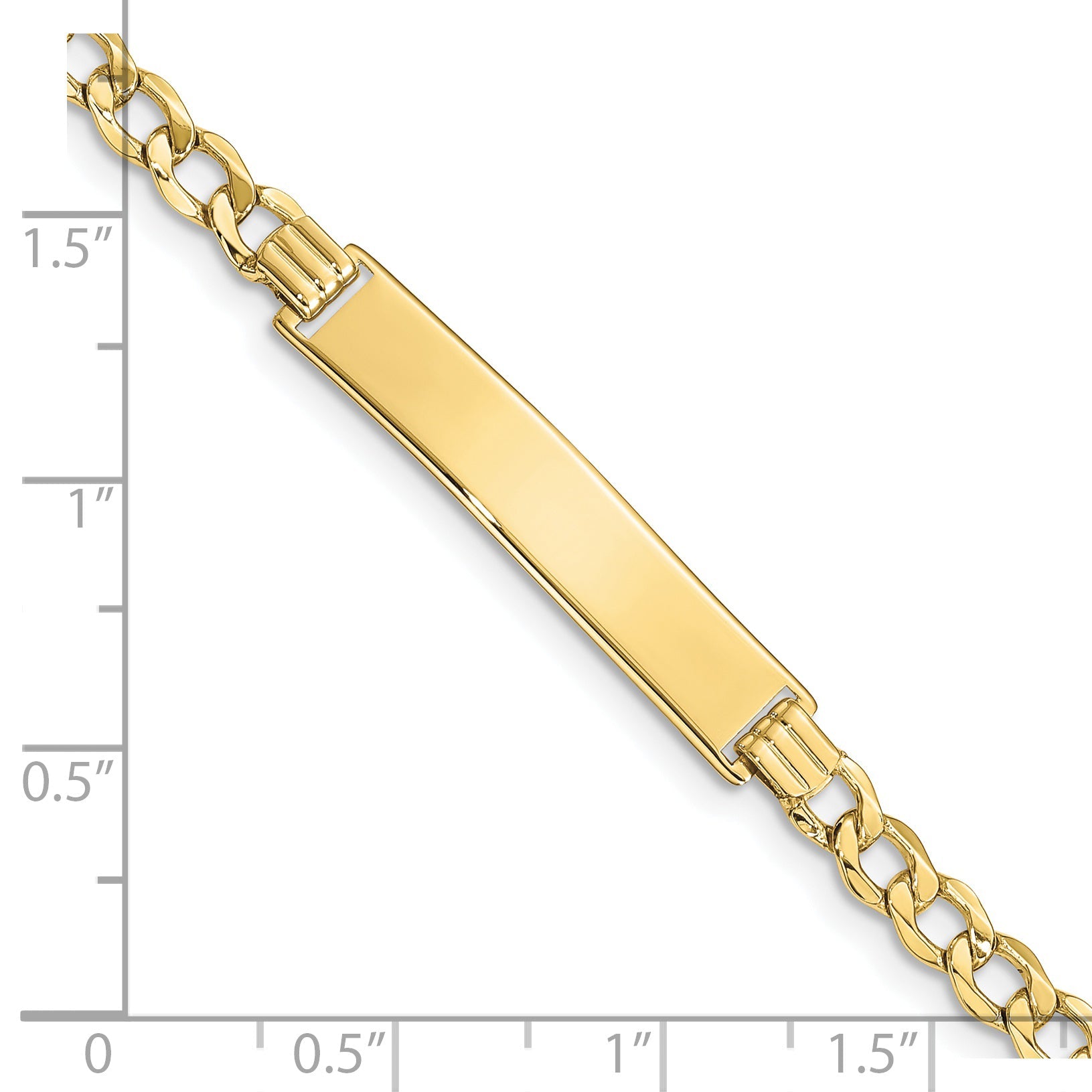 10K Yellow Gold Semi-Solid Curb Link Id Bracelet