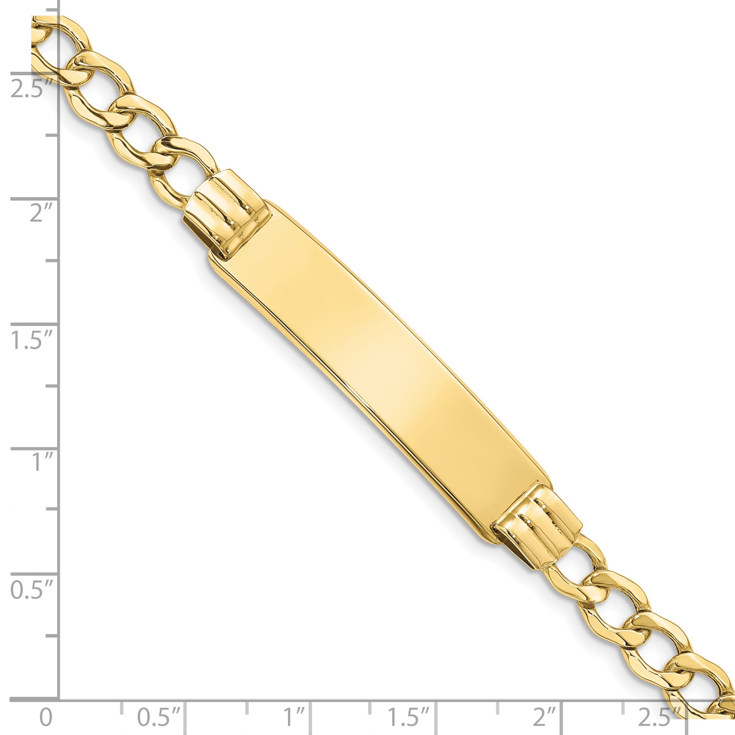 10K Yellow Gold Semi-Solid Curb Link Id Bracelet