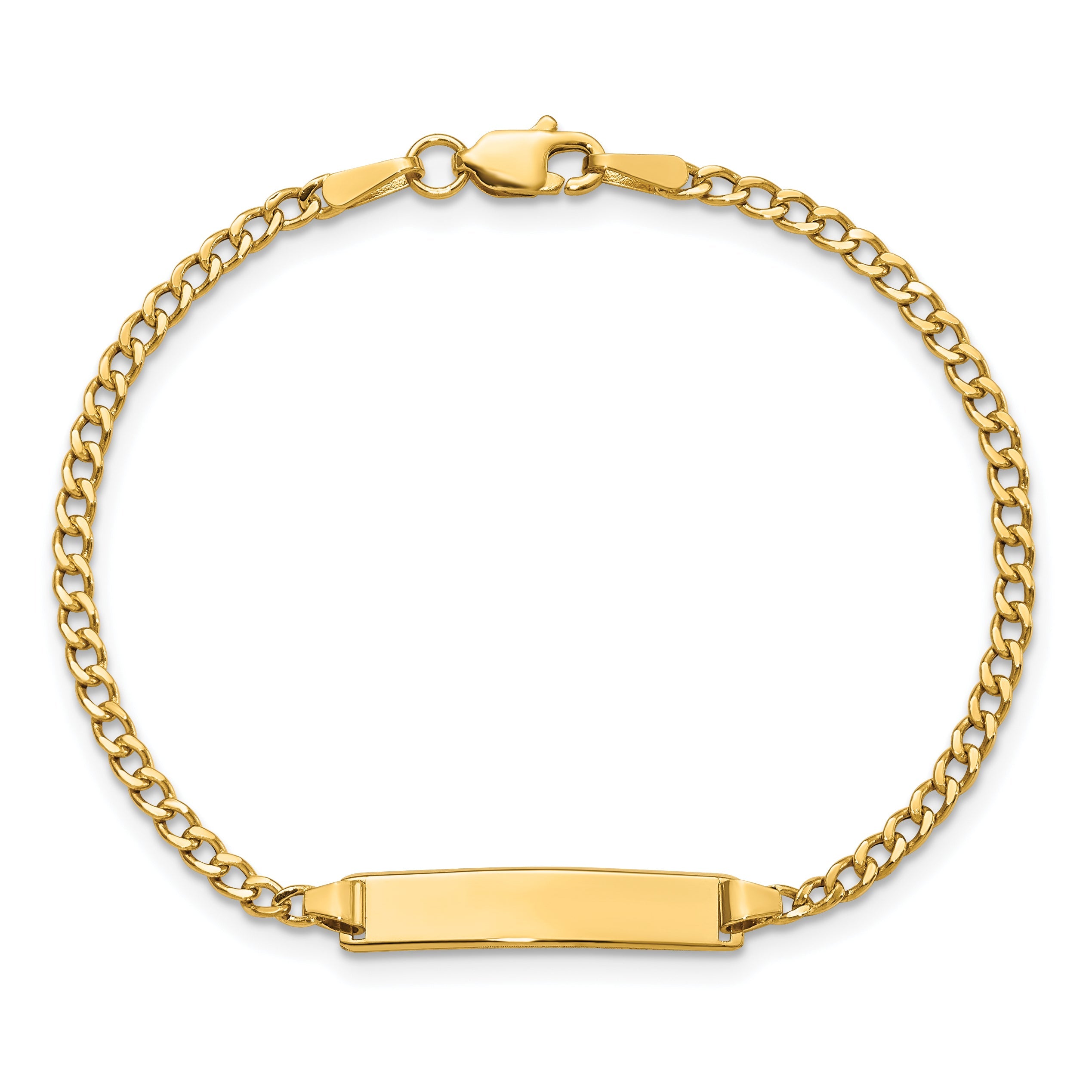 10K Yellow Gold Semi-Solid Curb Link Id Bracelet