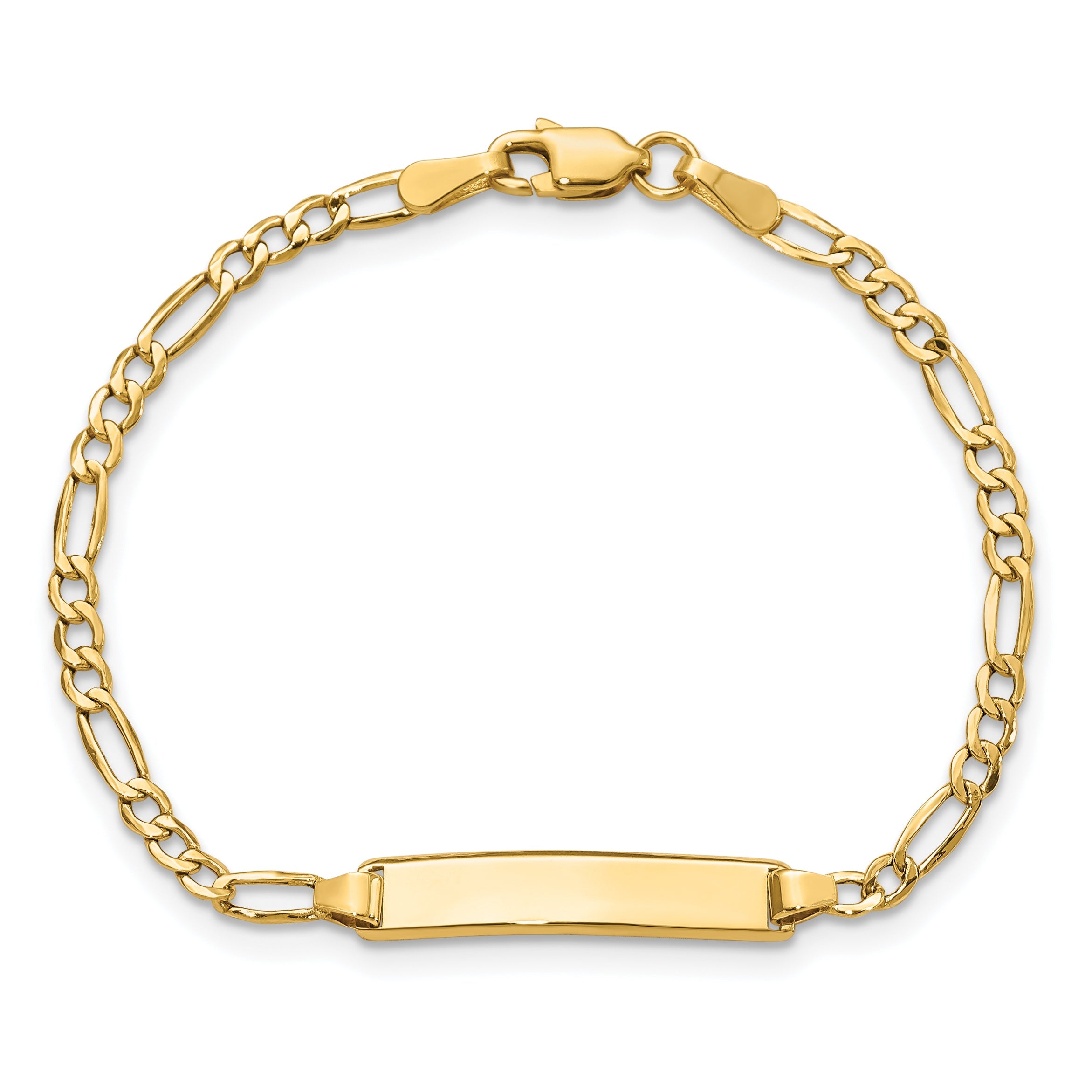 10K Yellow Gold Semi-Solid Figaro Link Id Bracelet