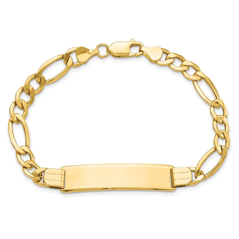 10K Yellow Gold Semi-Solid Figaro Link Id Bracelet