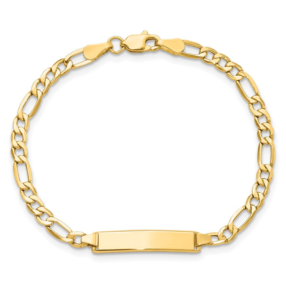 10K Yellow Gold Semi-Solid Figaro Link Id Bracelet
