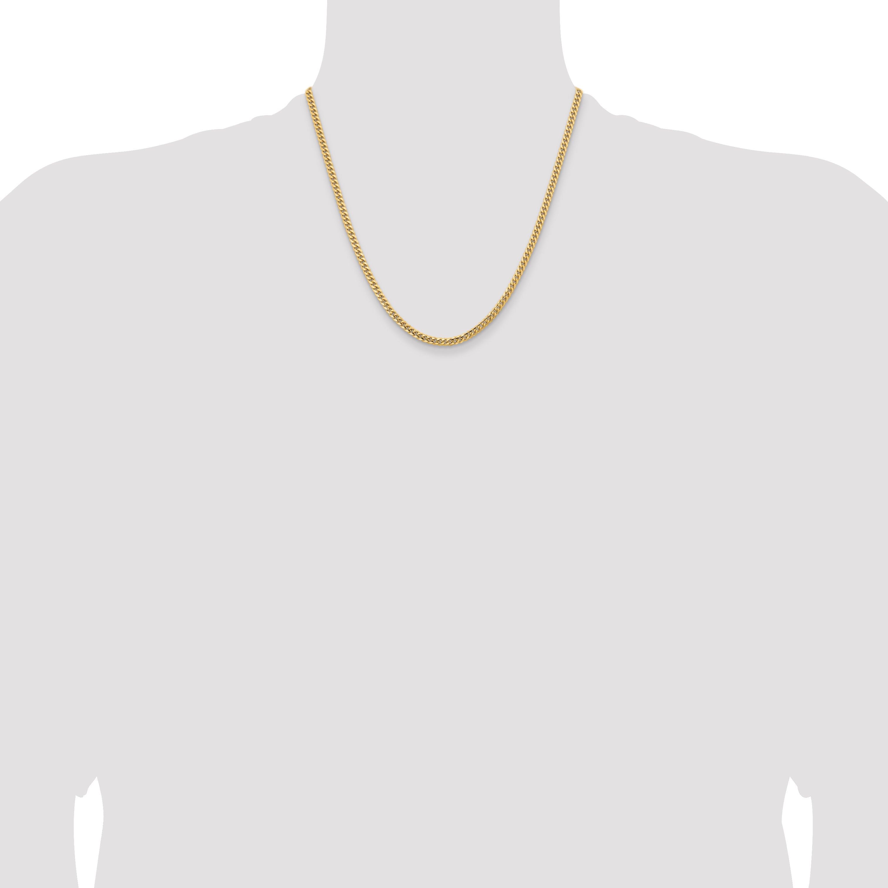 2 Inch 10K Yellow Gold 10K 3.5mm Solid Miami Cuban Chain Necklace