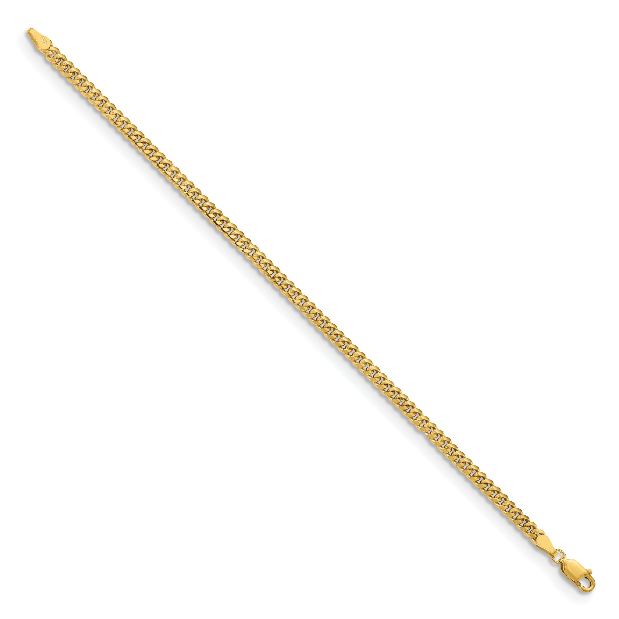 9 Inch 10K Yellow Gold 10K 3.5mm Solid Miami Cuban Chain Bracelet