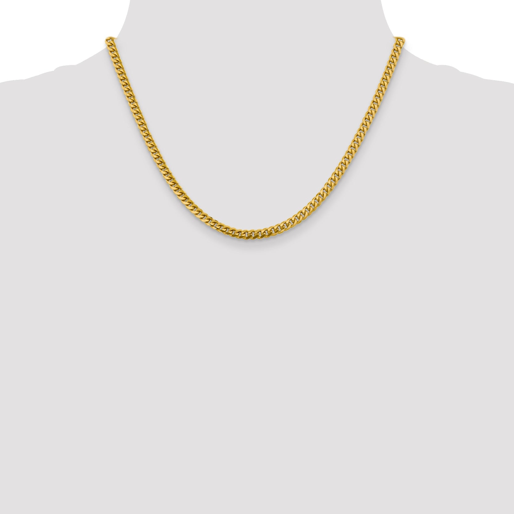 18 Inch 10K Yellow Gold 10K 4.25mm Solid Miami Cuban Chain Necklace
