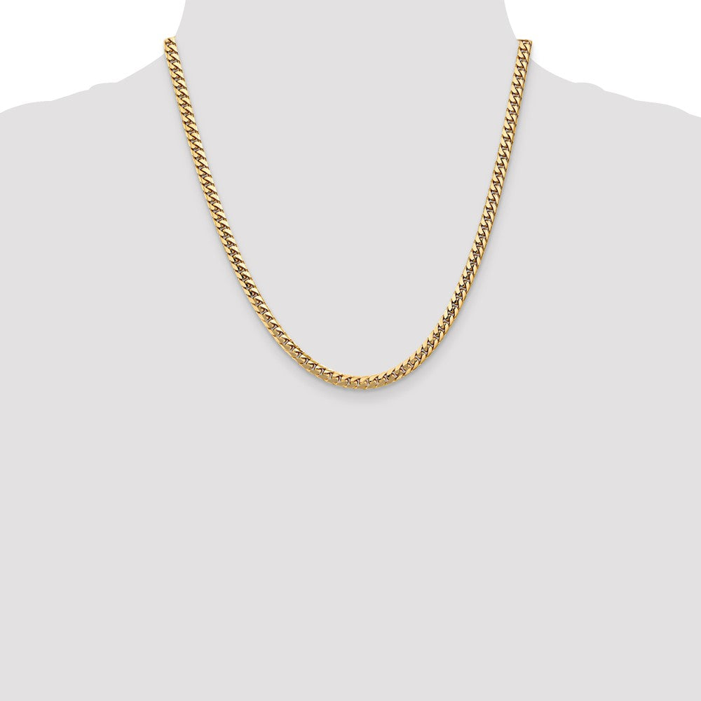 2 Inch 10K Yellow Gold 10K 4.3mm Solid Miami Cuban Chain Necklace