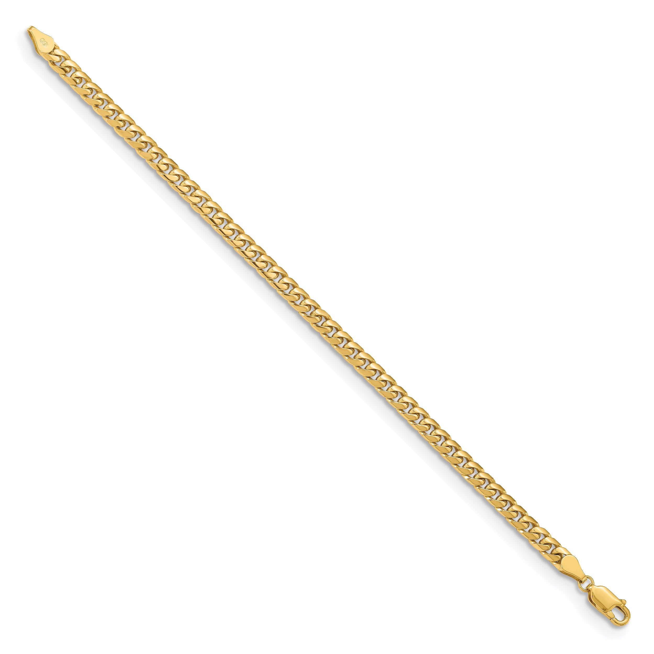 9 Inch 10K Yellow Gold 10K 4.3mm Solid Miami Cuban Chain Bracelet