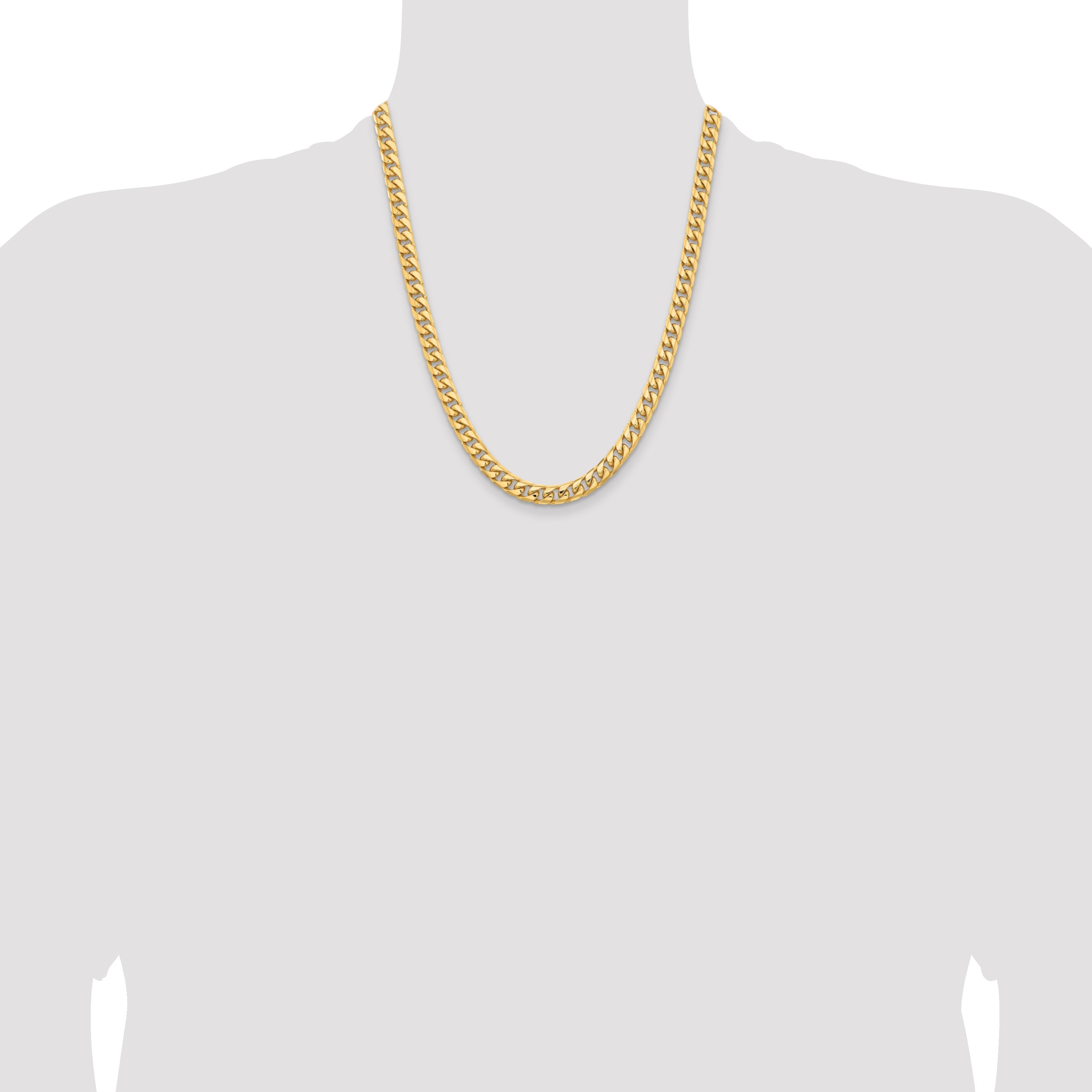22 Inch 10K Yellow Gold 10K 6.75mm Solid Miami Cuban Chain Necklace