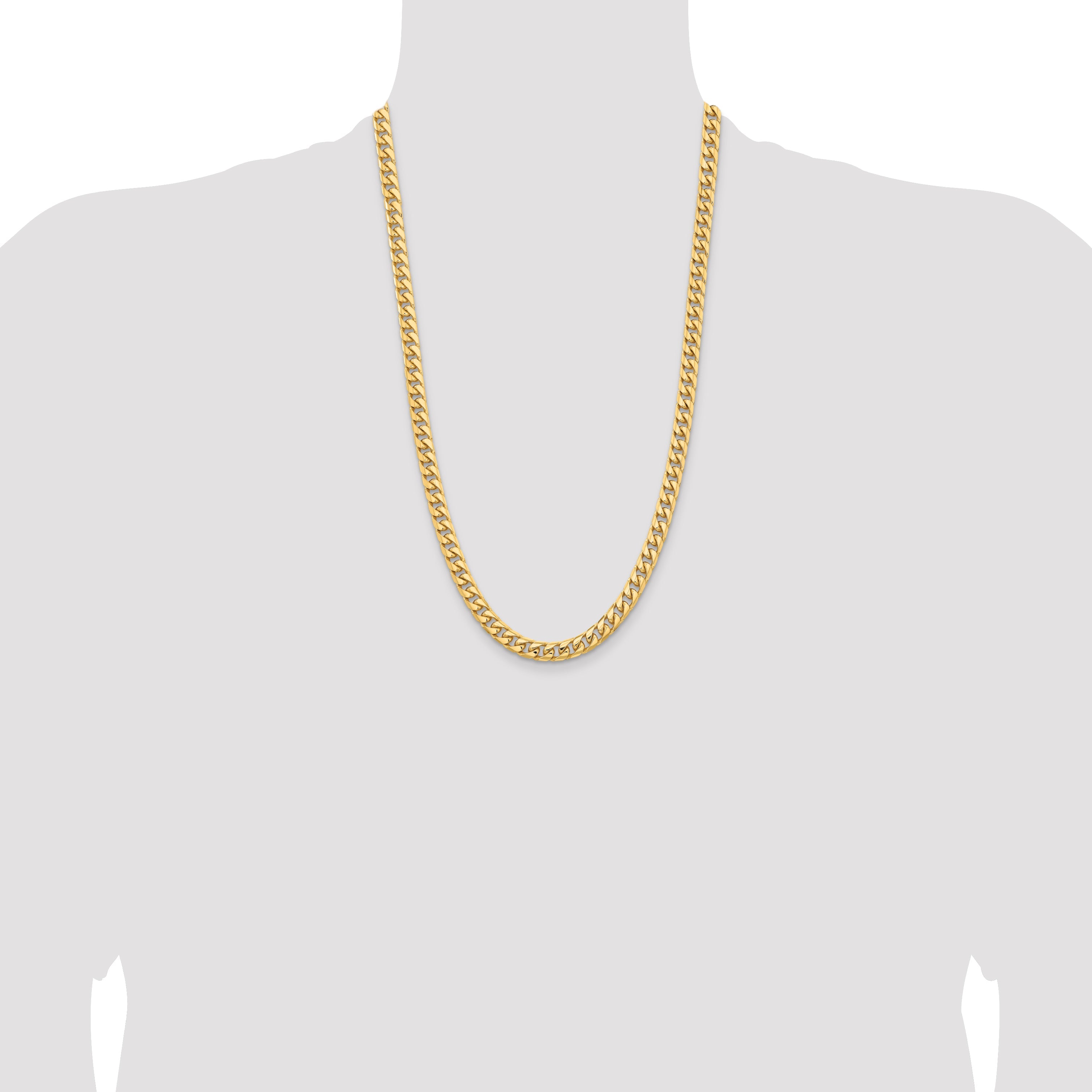 26 Inch 10K Yellow Gold 10K 6.75mm Solid Miami Cuban Chain Necklace