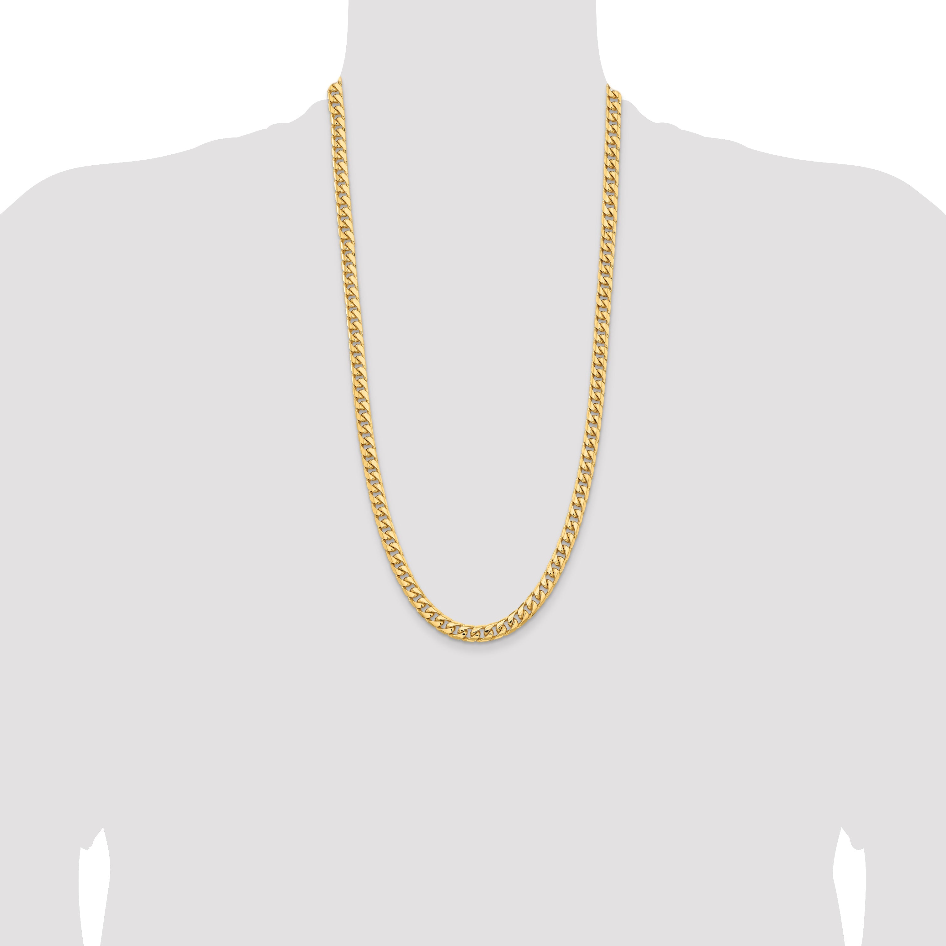 28 Inch 10K Yellow Gold 10K 6.75mm Solid Miami Cuban Chain Necklace