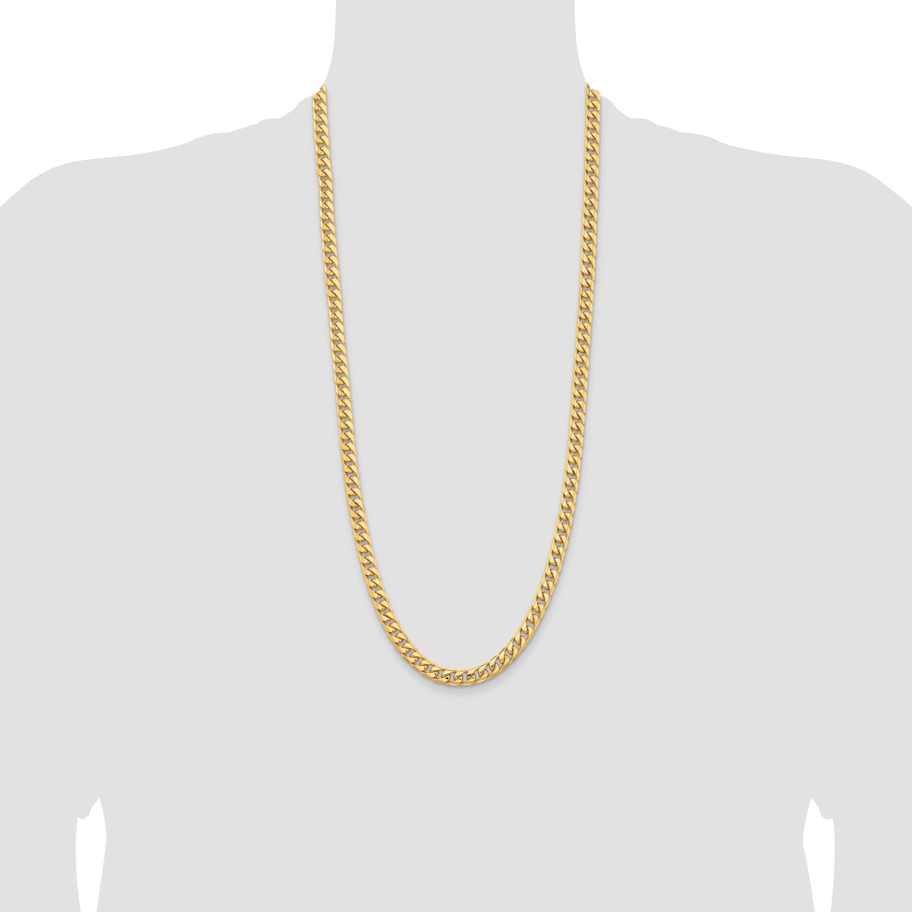 3 Inch 10K Yellow Gold 10K 6.75mm Solid Miami Cuban Chain Necklace