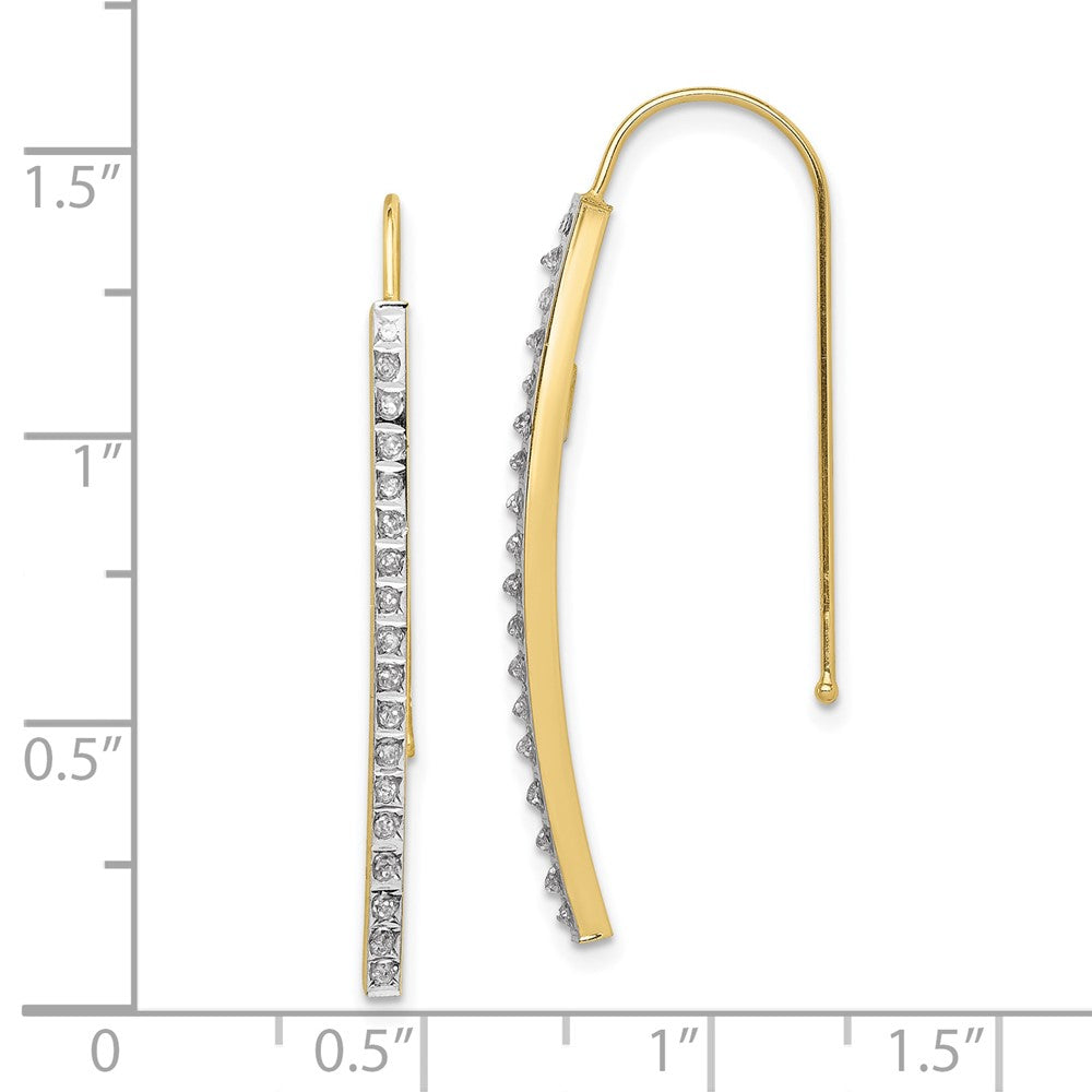 10K Yellow Gold 10K Diamond Fascination Bar Drop Earrings
