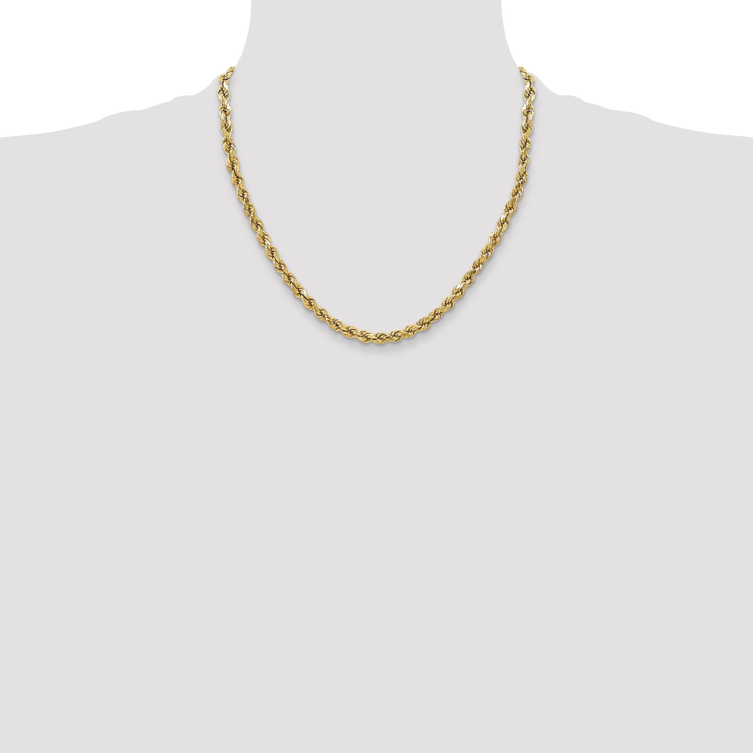 2 Inch 10K Yellow Gold 3.5mm Semi-Solid D/C Rope Chain Necklace