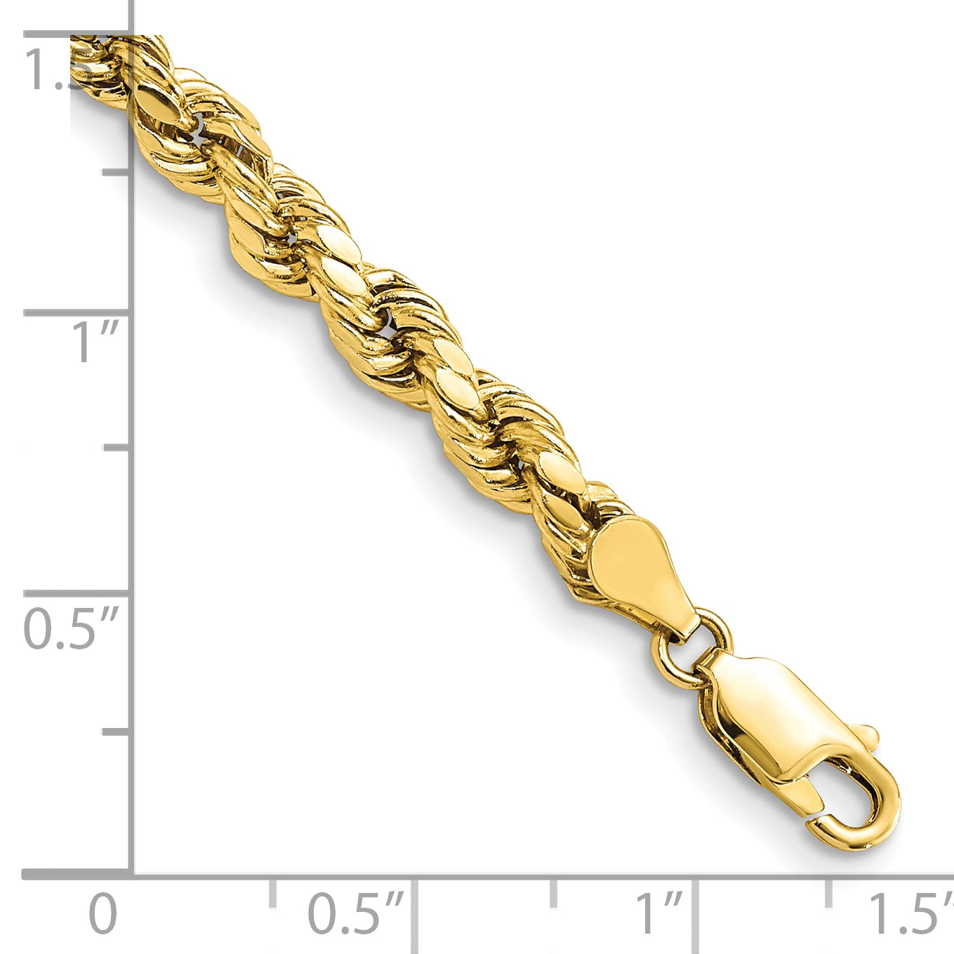 7 Inch 10K Yellow Gold 4.9mm Semi-Solid D/C Rope Chain Bracelet