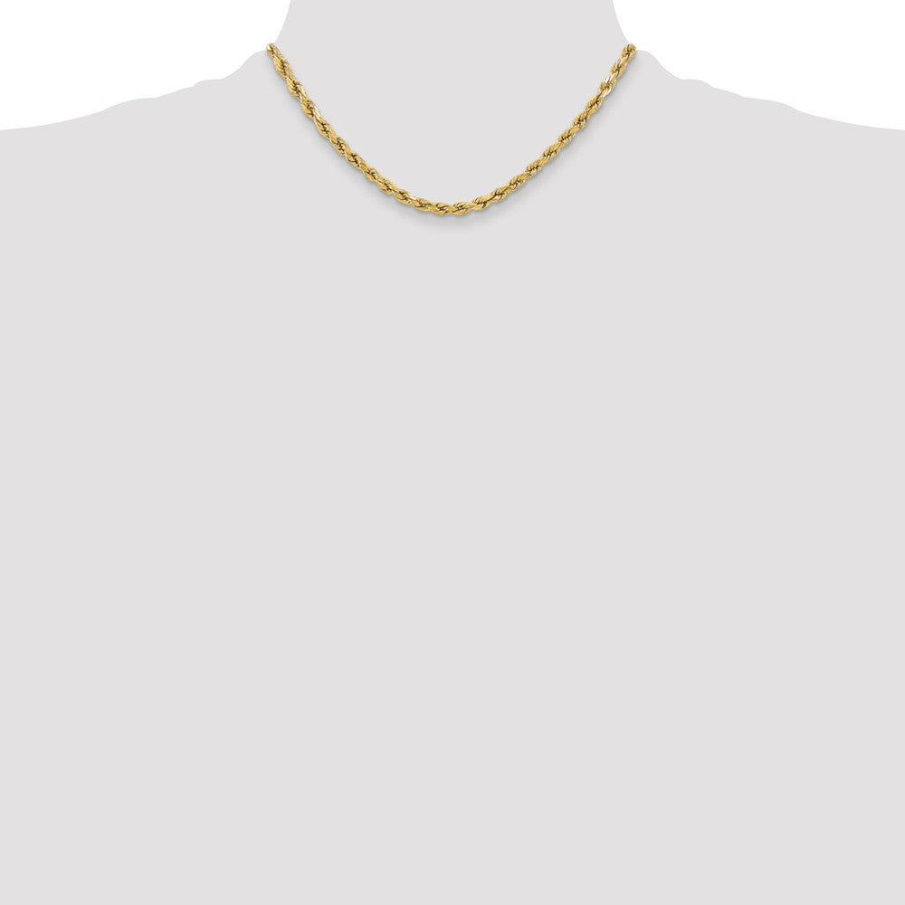 16 Inch 10K Yellow Gold 5.5mm Semi-Solid D/C Rope Chain Necklace