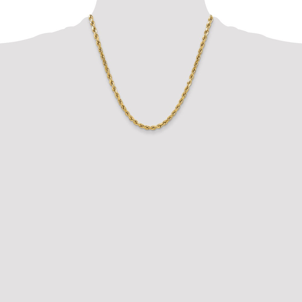 2 Inch 10K Yellow Gold 5.5mm Semi-Solid D/C Rope Chain Necklace