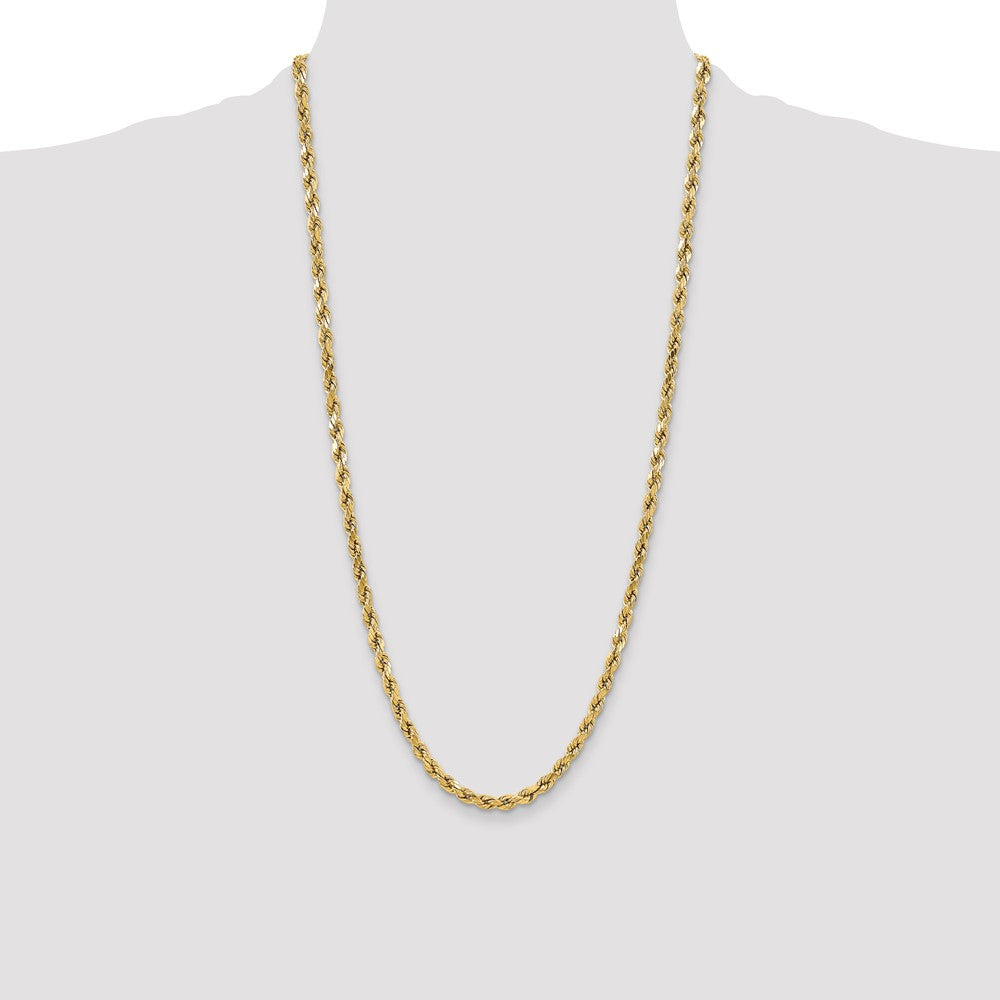 28 Inch 10K Yellow Gold 5.5mm Semi-Solid D/C Rope Chain Necklace
