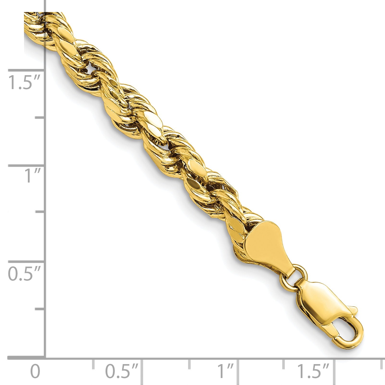7 Inch 10K Yellow Gold 5.5mm Semi-Solid D/C Rope Chain Bracelet