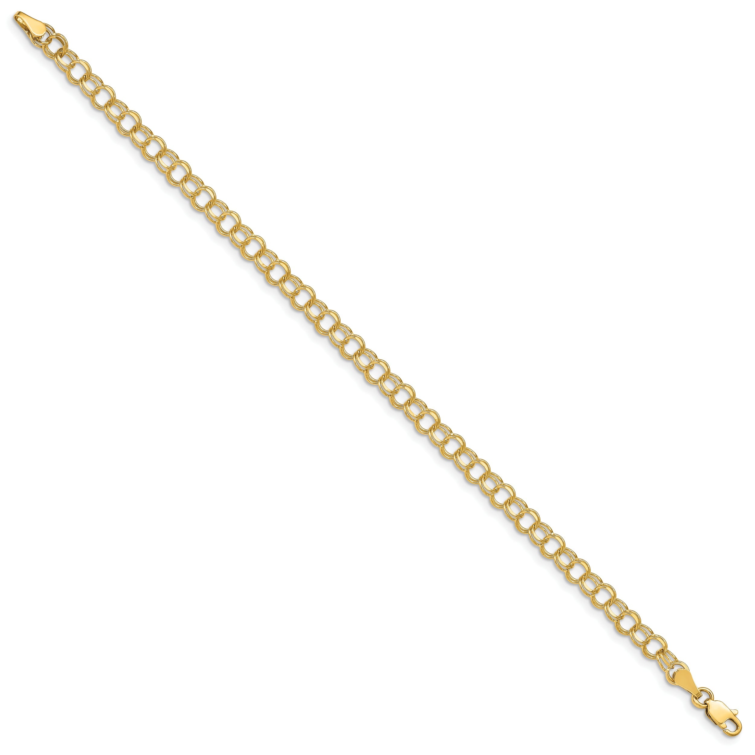 10K Yellow Gold Double Link Charm Bracelet