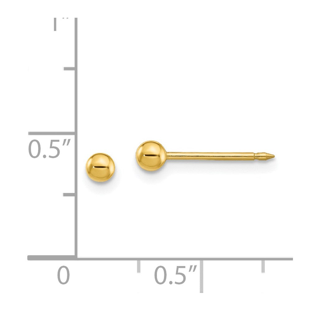 Stainless Steel Inverness 24K Gold-Plated 3mm Ball Post Earrings