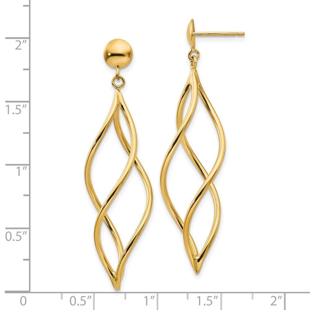 10K Yellow Gold Curved Tube Dangle Earrings