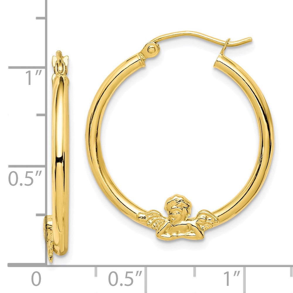 10K Yellow Gold Angel Hoop Earrings