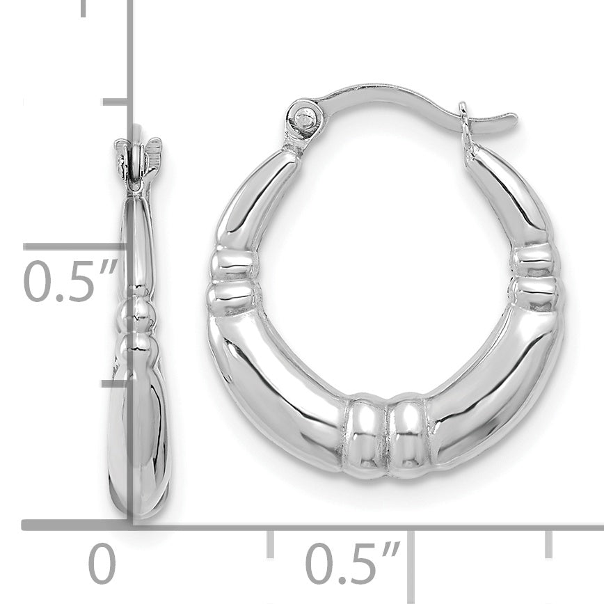 10K White Gold Polished Hoop Earrings