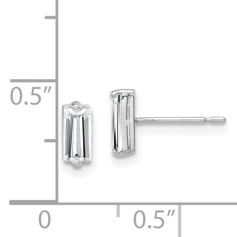 10K White Gold Polished Cz Stud Earrings