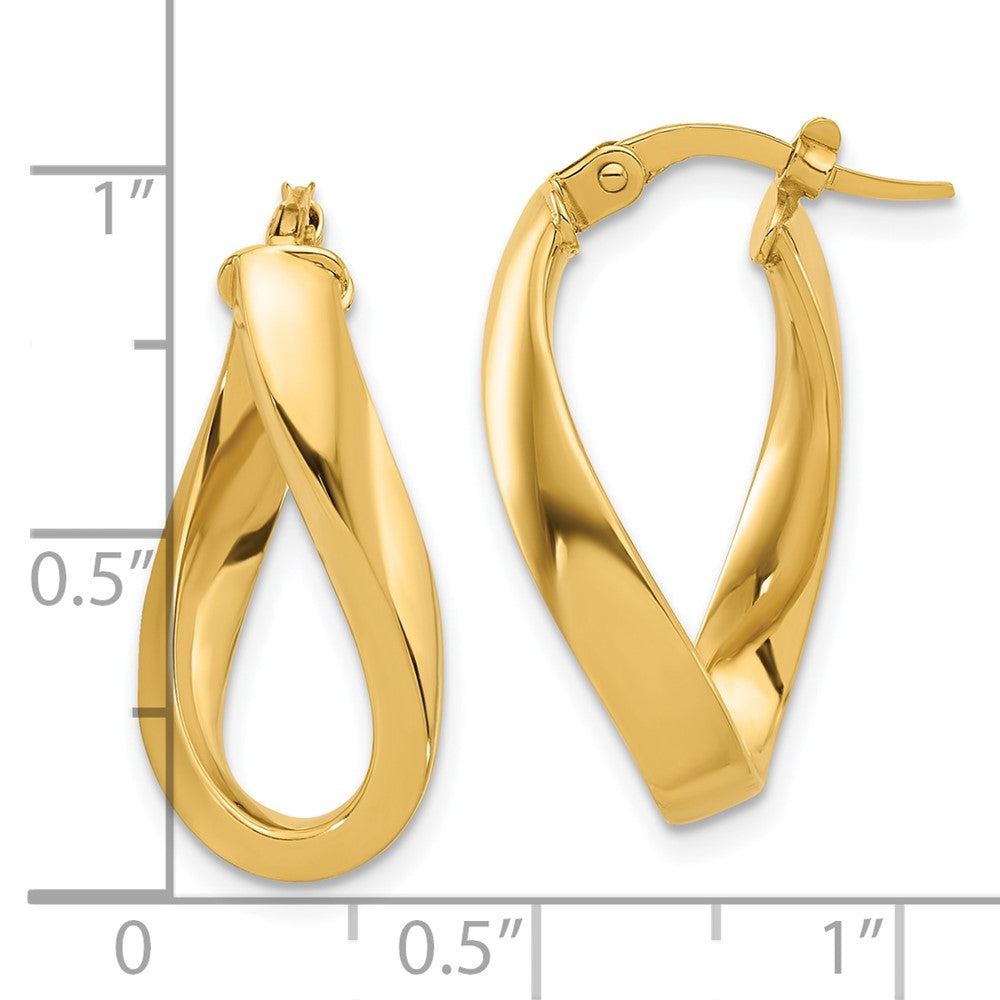 10K Yellow Gold 10K Polished Twisted Oval Hoop Earrings