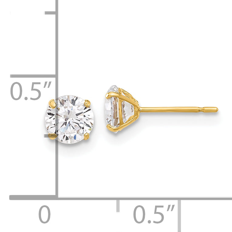 10K Yellow Gold 10K Polished 5mm Cz Stud Post Earrings