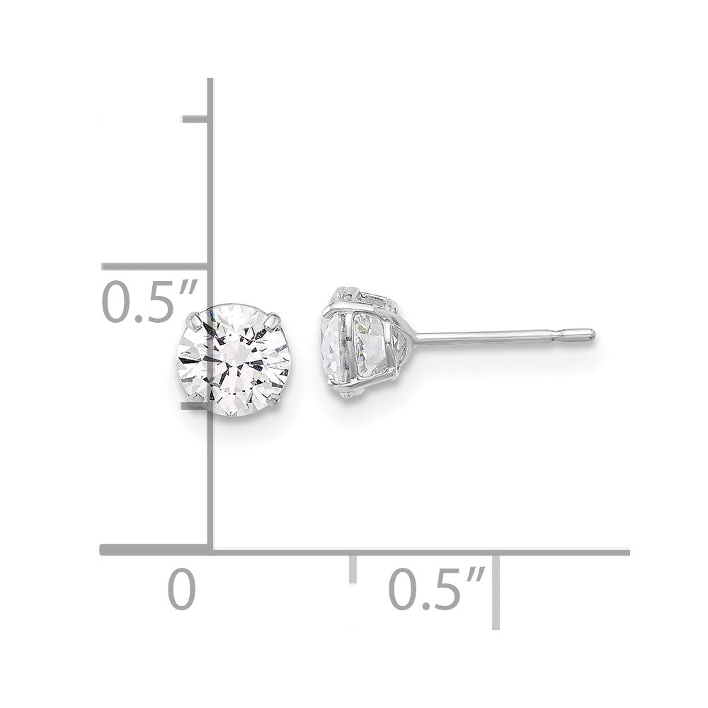 10K White Gold 10K Polished 5mm Cz Stud Post Earrings