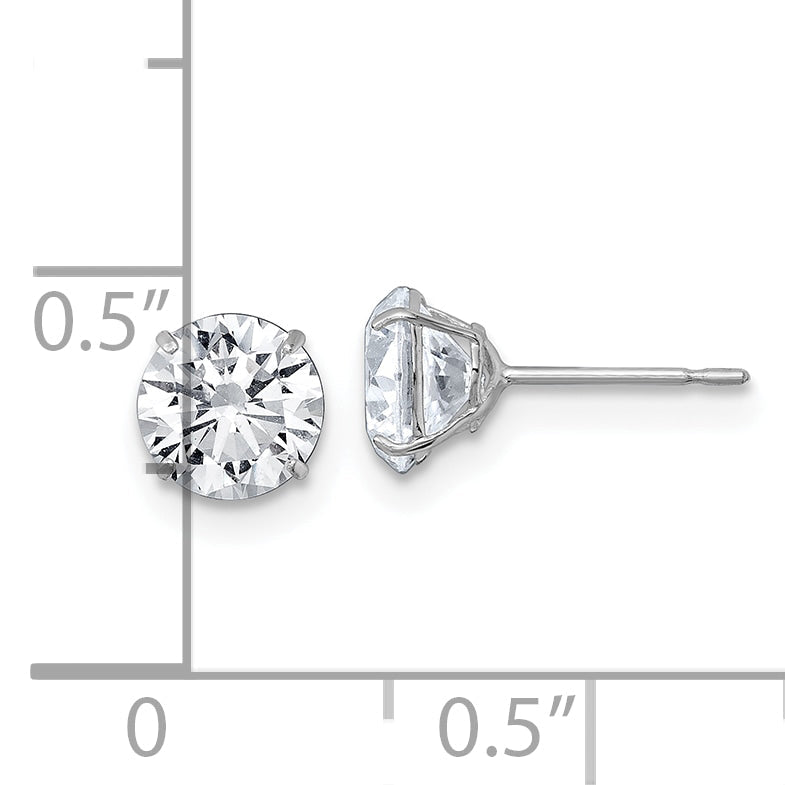 10K White Gold Polished 6.00mm Round Cz Stud Post Earrings