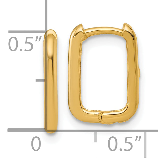 10K Yellow Gold Polished Rectangle 1.85mm Hinged Hoop Earrings