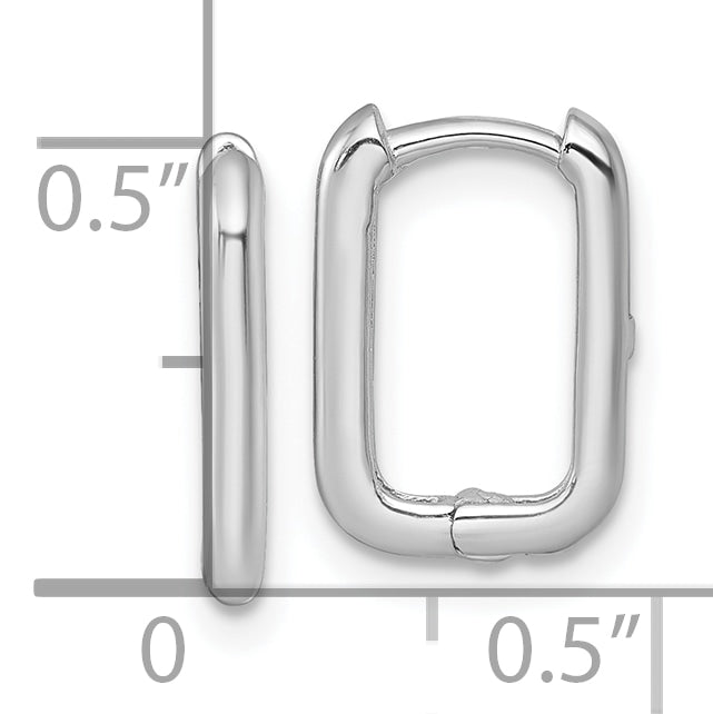 10K White Gold Polished Rectangle 1.85mm Hinged Hoop Earrings
