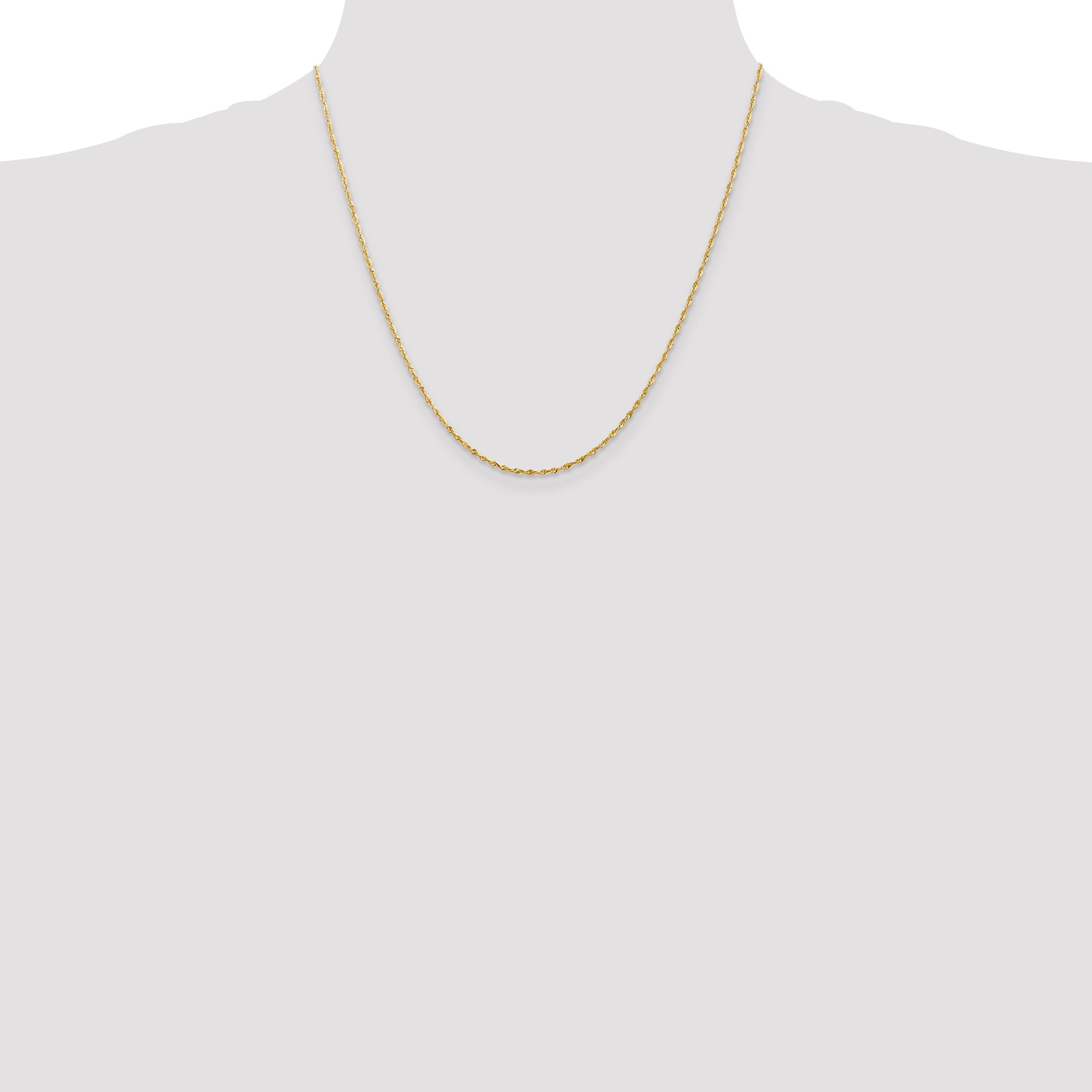 2 Inch 10K Yellow Gold 1.5mm Extra-Light D/C Rope Chain Necklace