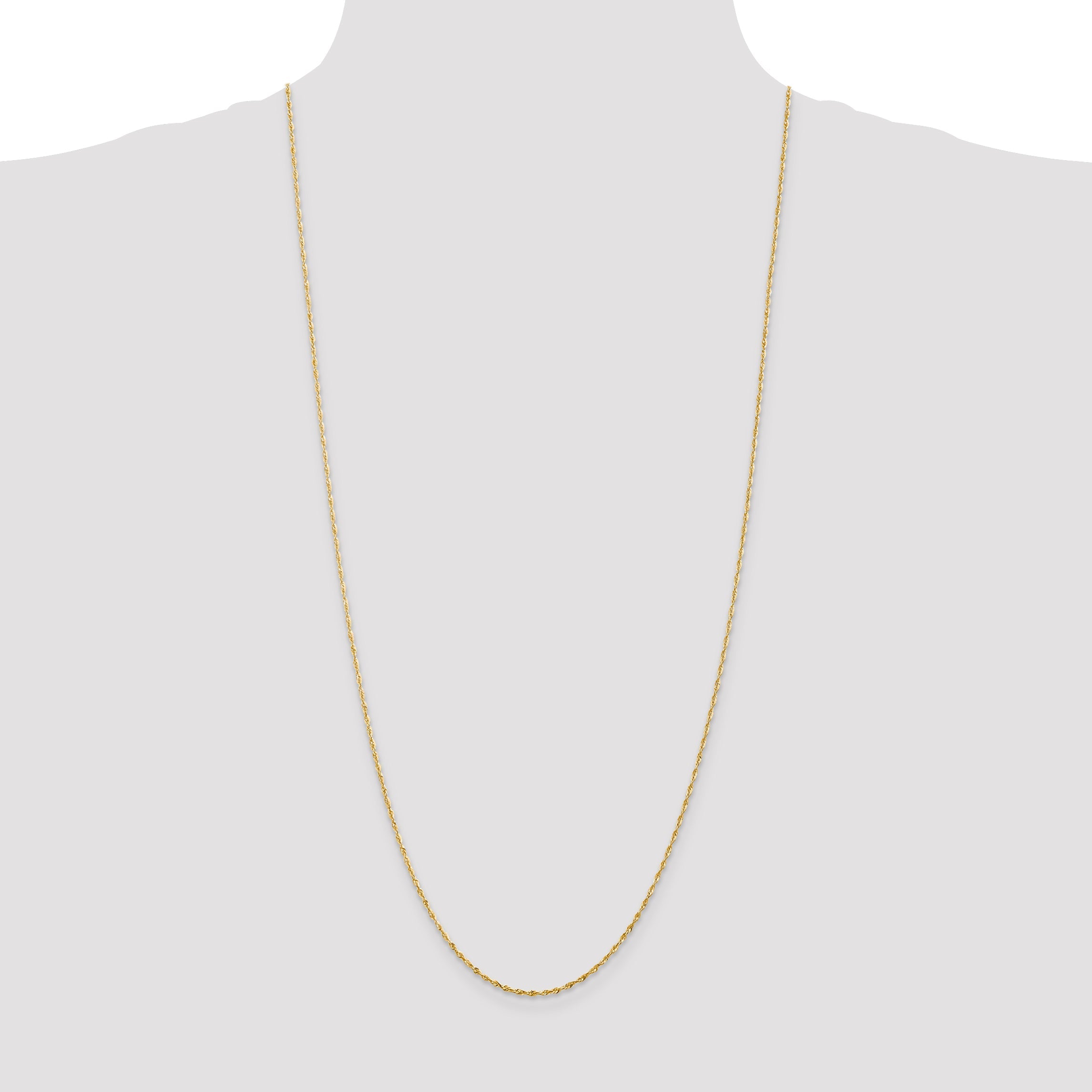 3 Inch 10K Yellow Gold 1.5mm Extra-Light D/C Rope Chain Necklace