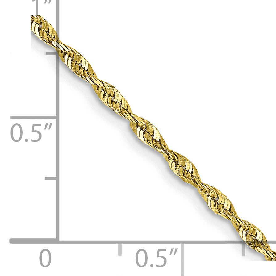 9 Inch 10K Yellow Gold 2.0mm Extra-Light D/C Rope Chain Bracelet