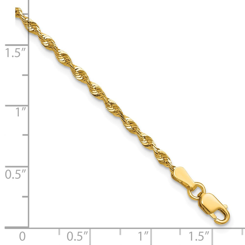 10K Yellow Gold 2.25mm Extra-Light D/C Rope Chain Anklet