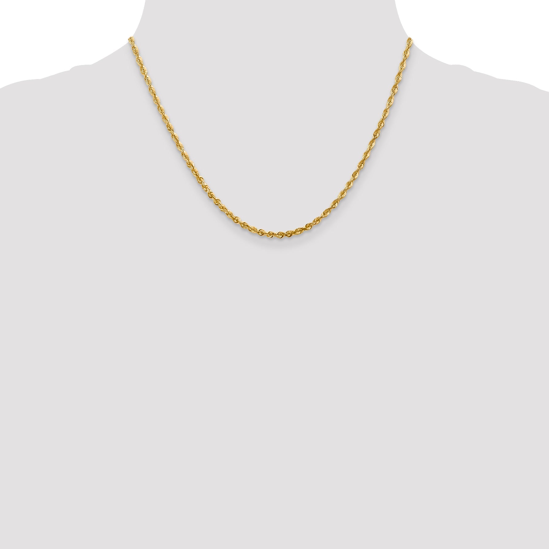 18 Inch 10K Yellow Gold 2.75mm Extra-Light D/C Rope Chain Necklace