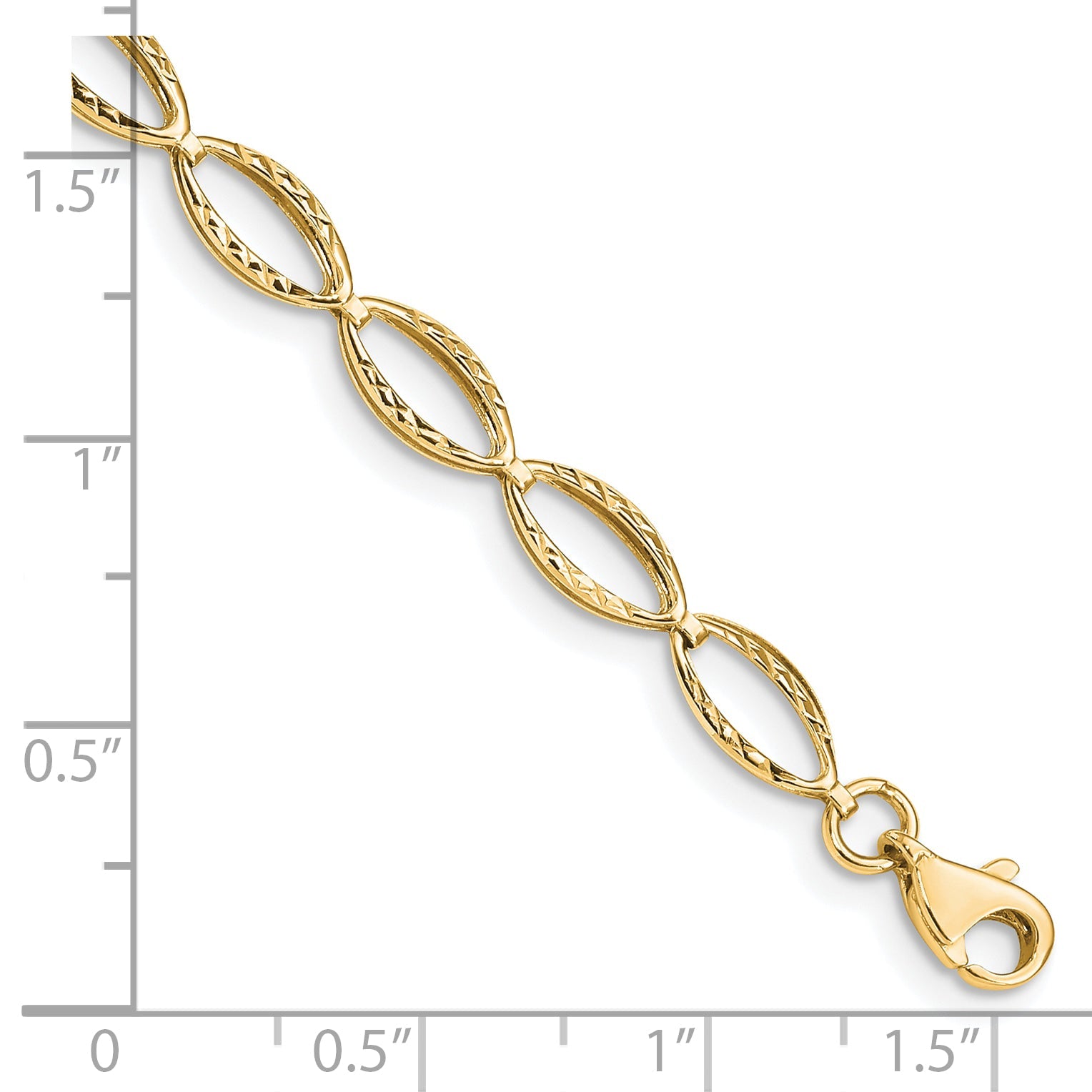10K Yellow Gold Polished Oval Link Bracelet