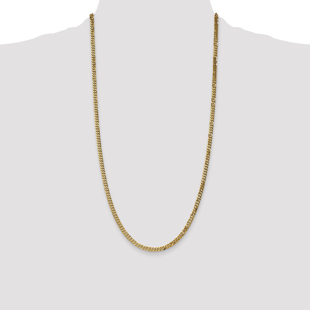 28 Inch 10K Yellow Gold 3.9mm Flat Beveled Curb Chain Necklace