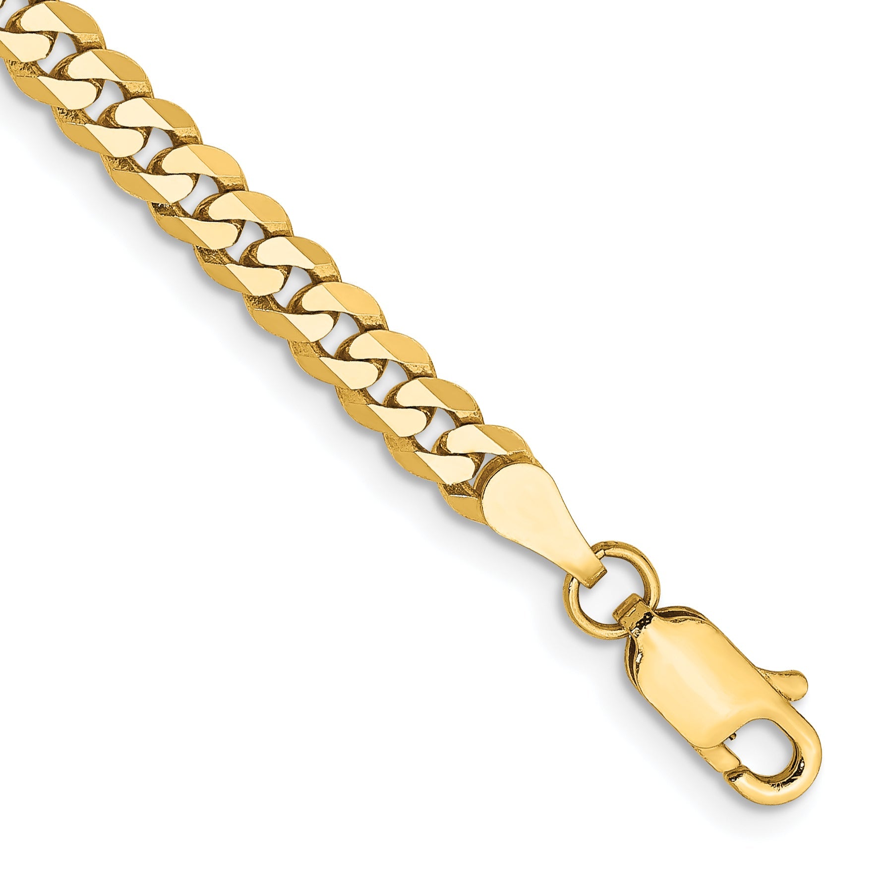 9 Inch 10K Yellow Gold 3.9mm Flat Beveled Curb Chain Bracelet