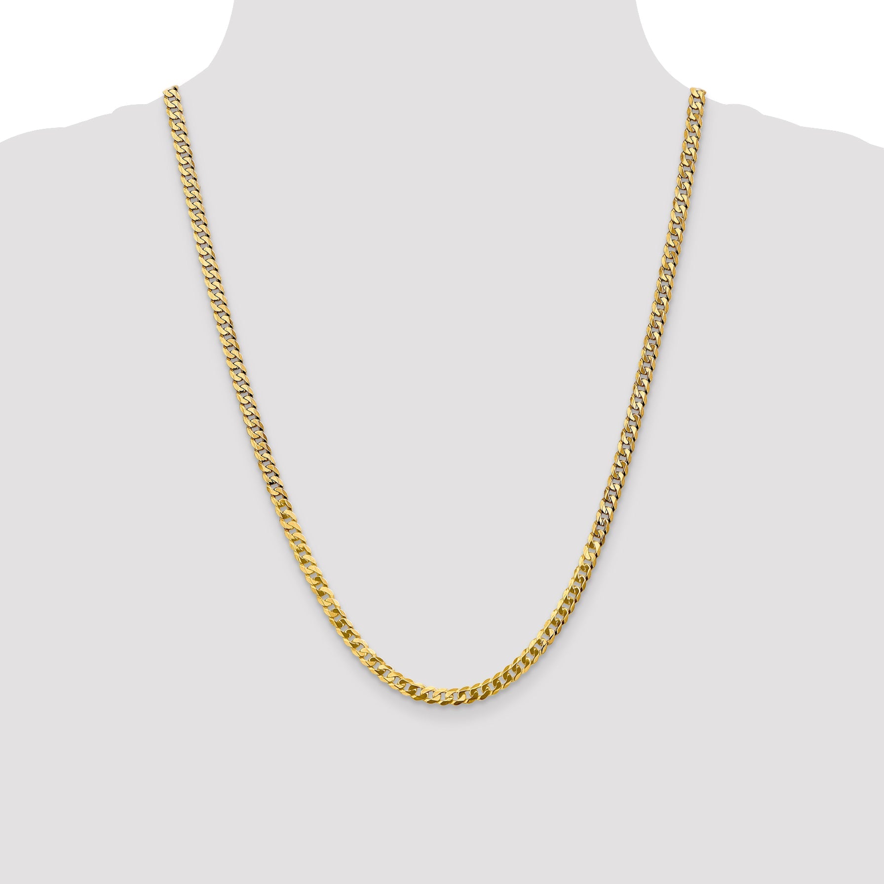 24 Inch 10K 4.75mm Flat Beveled Curb Chain Necklace